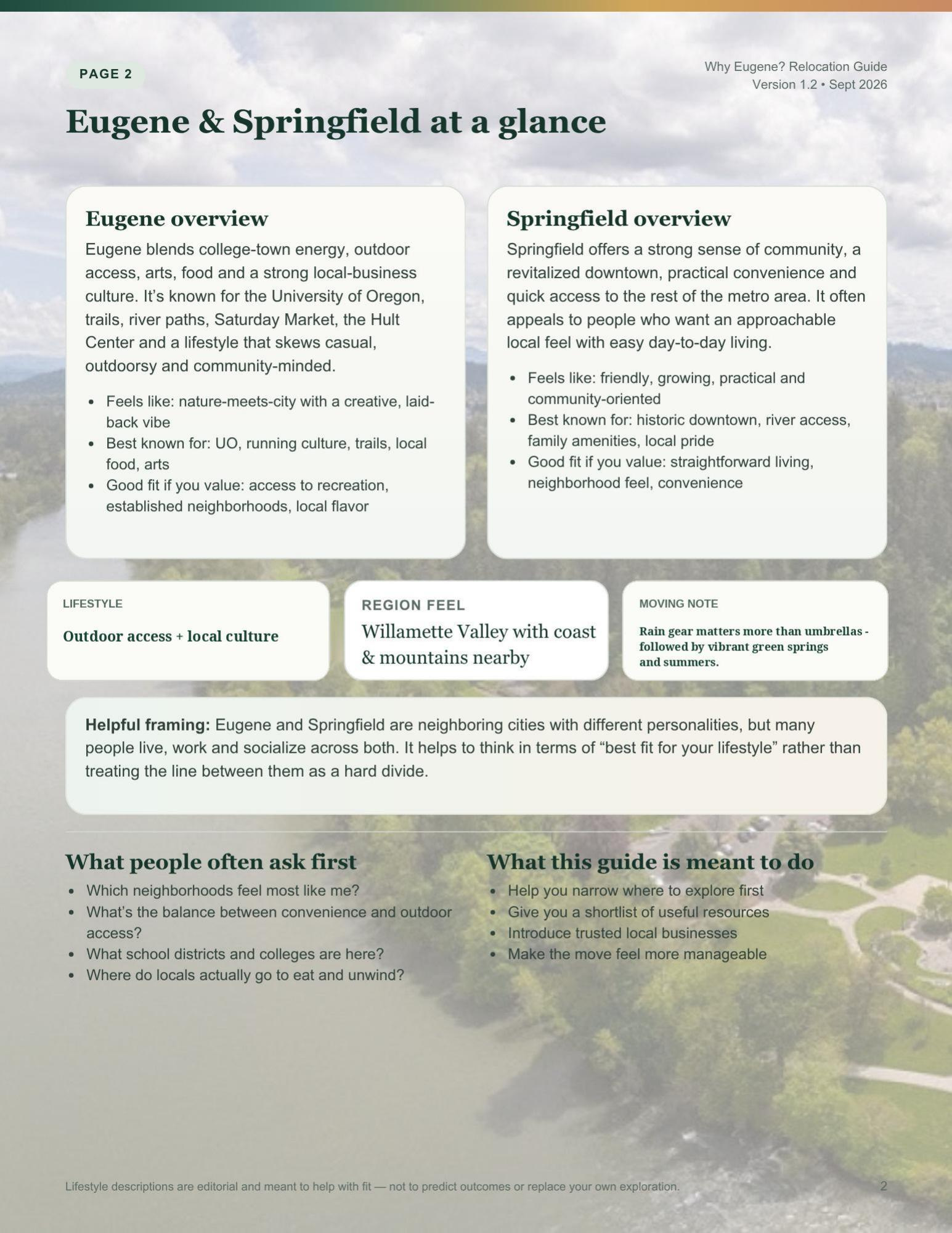 Eugene and Springfield, Oregon relocation overview