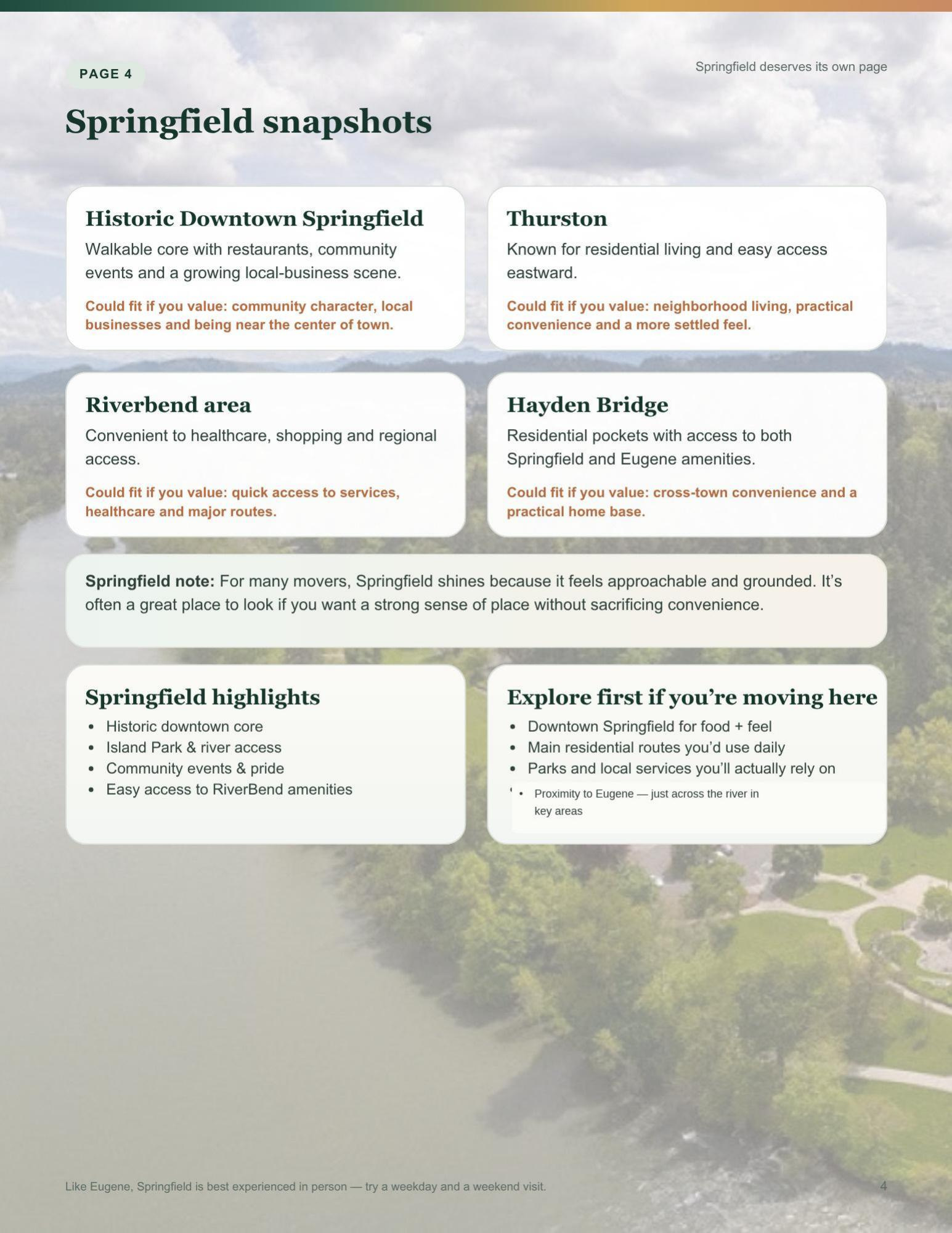 Springfield, Oregon neighborhood guide and area snapshots