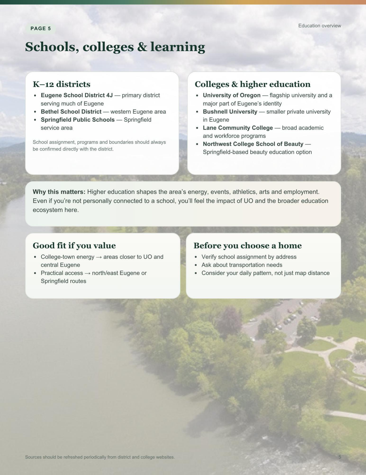 Schools, colleges and education resources in Eugene and Springfield, Oregon